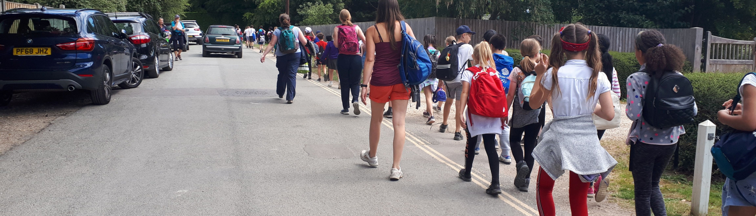 children and teachers on dell quay road